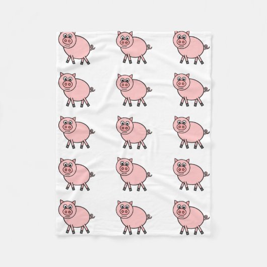 Rosa Schwein-Cartoon Fleecedecke (Vorderseite)