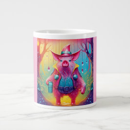 Rosa Schwein der Cowboy Jumbo-Tasse