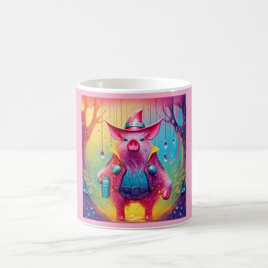 Rosa Schwein Der Cowboy Kaffeetasse (Mittel)
