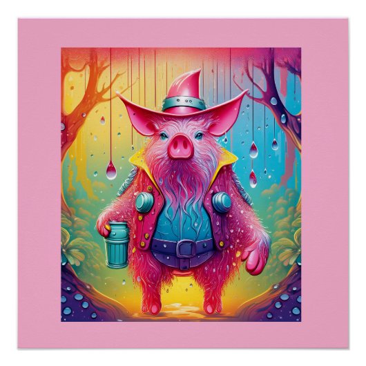 Rosa Schwein Der Cowboy Poster (Vorderseite)