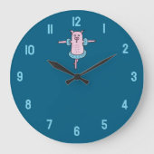 Rosa Schwein geht schwimmen Große Wanduhr (Vorderseite)