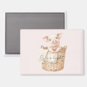 Rosa Schwein im Korb Magnet (Vorderseite/Rückseite)