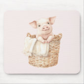Rosa Schwein in einem Korb Mousepad (Vorne)