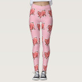 Rosa-Schwein-lustiger Cartoon Leggings (Vorderseite)
