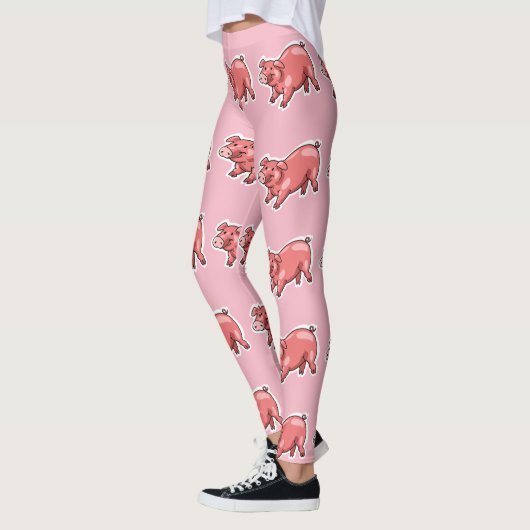 Rosa-Schwein-lustiger Cartoon Leggings (Links)