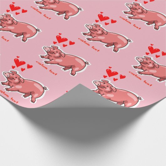 Rosa-Schwein lustiger Cartoon personalisierbar Geschenkpapier (Ecke)