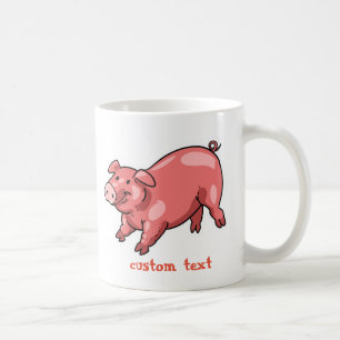 Rosa-Schwein lustiger Cartoon personalisierbar Kaffeetasse