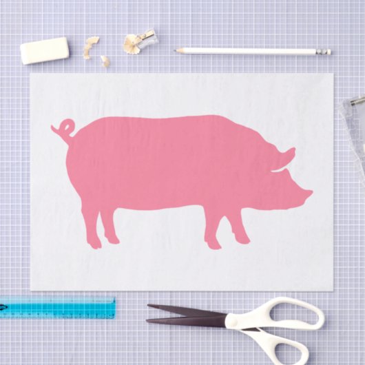 Rosa Schwein-Silhouette Seidenpapier (Handwerk)