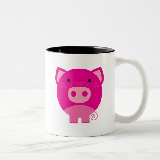 Rosa Schwein-T-Shirts und Geschenke Zweifarbige Tasse (Rechts)