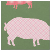 Rosa Schweine auf grünem Hintergrund Stoff (Nahaufnahme)