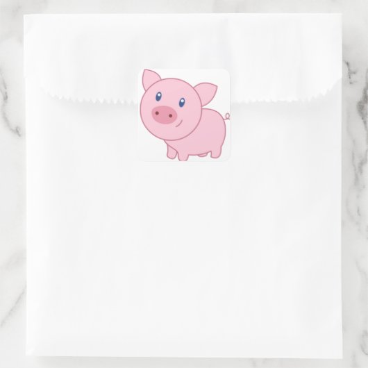 Rosa Schweine Quadratischer Aufkleber (Tasche)
