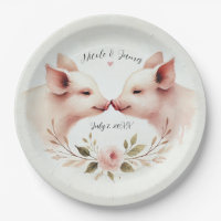 Rosa Schweine Snout bis Snout Rustikale Hochzeit