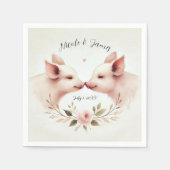 Rosa Schweine Snout bis Snout Rustikale Hochzeit Serviette (Vorderseite)