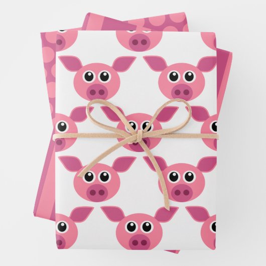 Rosa Schweine Streifen Streifen Papierstreifen Set Geschenkpapier Set (Beispiel)