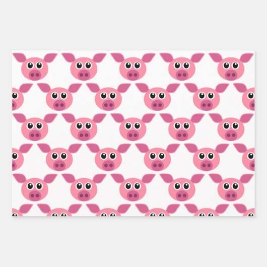 Rosa Schweine Streifen Streifen Papierstreifen Set Geschenkpapier Set (Vorderseite)