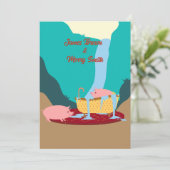 Rosa Schweine Wasserfall Teppichboden Badewanne Ho Einladung (Stehend Vorderseite)