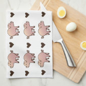 Rosa Schweinefleisch und Herz-Handtuch Geschirrtuch (Viertel Falte)