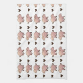 Rosa Schweinefleisch und Herz-Handtuch Geschirrtuch (Vertikal)