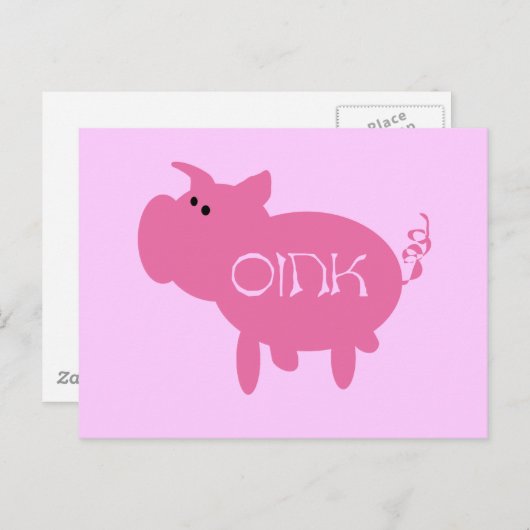 Rosa Schweineschirme und Geschenke Postkarte (Vorne/Hinten)