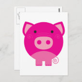 Rosa Schweineschirme und -geschenke Postkarte (Vorne/Hinten)
