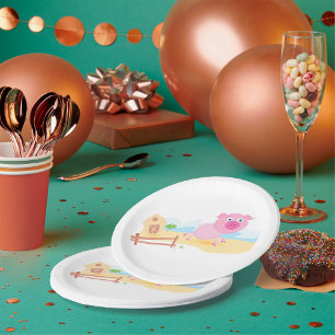 rosa Schweinezucht Pappteller