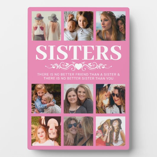 Rosa Schwester FotoCollage Fotoplatte (Vorderseite)