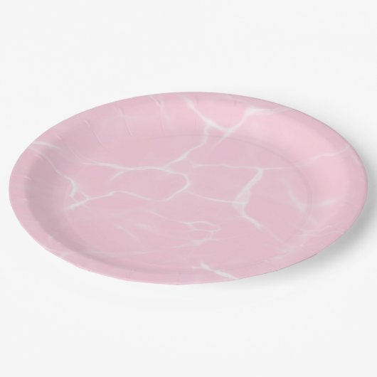 Rosa Schwimmbad Wasser Party Pappteller (Schrägansicht)