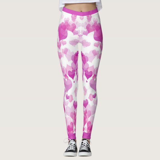 Rosa schwimmende Herzen Leggings (Vorderseite)