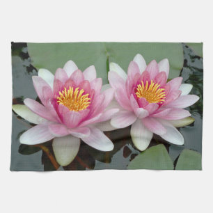 Rosa Schwimmende Wasserlilie Lotus Küchenhandtuch Handtuch
