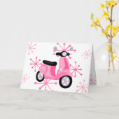Rosa Scooter Karte (Gelbe Blume)