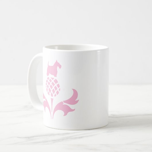 Rosa Scottie-Distel Kaffeetasse (Vorderseite Links)