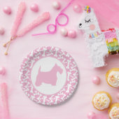 Rosa Scottie und Buncha Knochen Pappteller (Party)