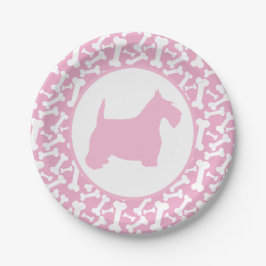 Rosa Scottie und Buncha Knochen Pappteller