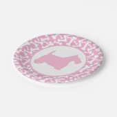 Rosa Scottie und Buncha Knochen Pappteller (Schrägansicht)