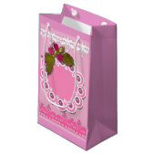 Rosa Scrapbooking Kleine Geschenktüte (Vorderseite Schrägansicht)