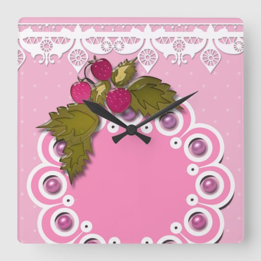 Rosa Scrapbooking Quadratische Wanduhr (Vorderseite)