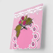 Rosa Scrapbooking Quadratische Wanduhr (Winkel)