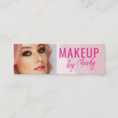 Rosa Script Foto Wasserfarbe Make-up Mini Visitenkarte (Vorderseite)