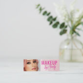 Rosa Script Foto Wasserfarbe Make-up Mini Visitenkarte (Stehend Vorderseite)