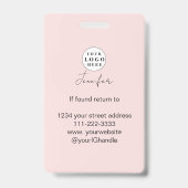 Rosa-Script-Logo-Foto Makeup Ausweis (Rückseite)