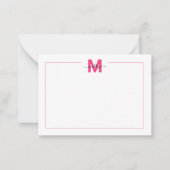 Rosa Script Minimalistisch Border Name Monogram Mitteilungskarte (Vorderseite)