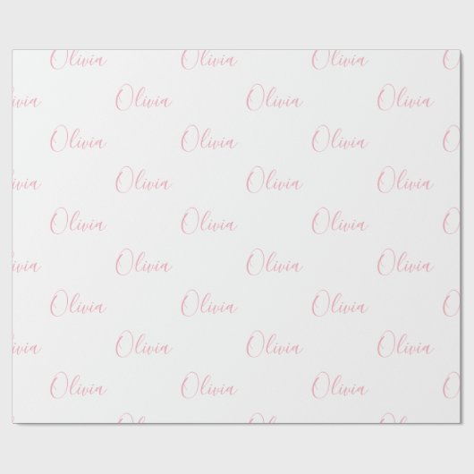 Rosa Script Name Girly Elegant Geschenkpapier (Flach)