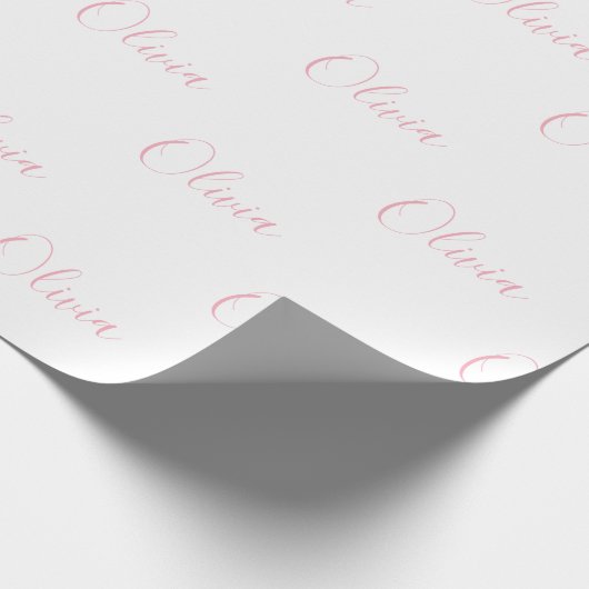 Rosa Script Name Girly Elegant Geschenkpapier (Ecke)