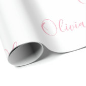 Rosa Script Name Girly Elegant Geschenkpapier (Rolleneckpunkt)