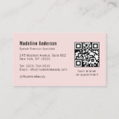 Rosa Script Social Icon QR Code Foto Wimpern Visitenkarte (Rückseite)