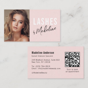Rosa Script Social Icon QR Code Foto Wimpern Visitenkarte