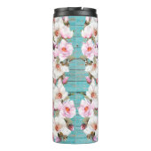 Rosa Scrubs mit Blumendesign und Stethoskop Thermosbecher (Rückseite)