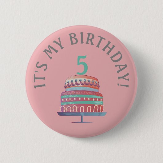Rosa Sea Foam Green Birthday Cake Age Button (Vorderseite)