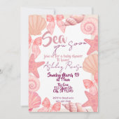 Rosa "Sea you soon" Kinderdusche Einladung (Vorderseite)