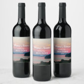 Rosa Seascape Sunset Foto Personalisiert Weinetikett (Flaschen)